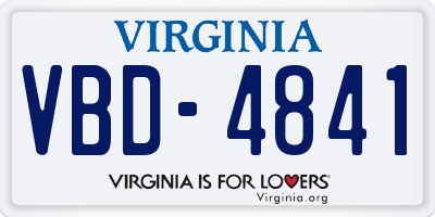 VA license plate VBD4841