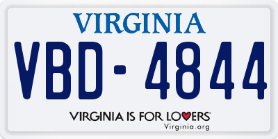 VA license plate VBD4844