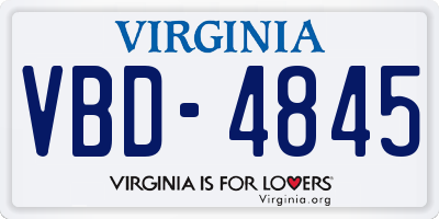 VA license plate VBD4845