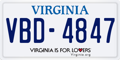 VA license plate VBD4847