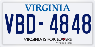 VA license plate VBD4848