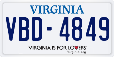 VA license plate VBD4849