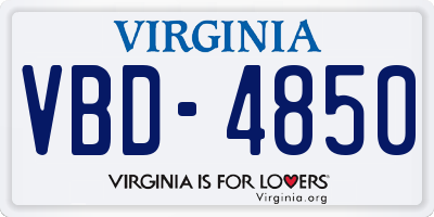 VA license plate VBD4850