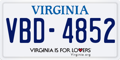 VA license plate VBD4852