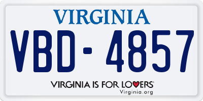 VA license plate VBD4857