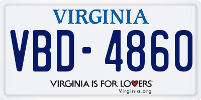 VA license plate VBD4860