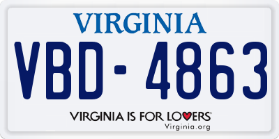 VA license plate VBD4863
