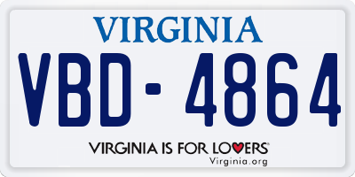 VA license plate VBD4864