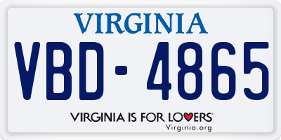 VA license plate VBD4865
