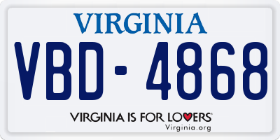 VA license plate VBD4868