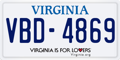VA license plate VBD4869