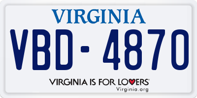 VA license plate VBD4870