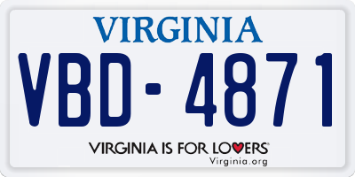 VA license plate VBD4871