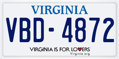 VA license plate VBD4872