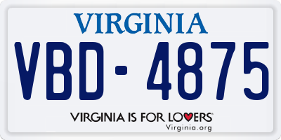 VA license plate VBD4875