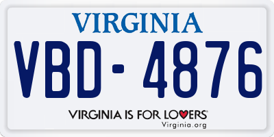 VA license plate VBD4876
