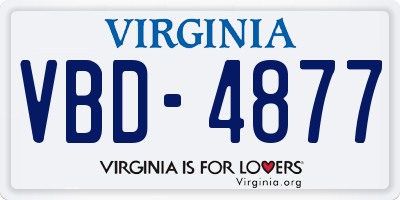 VA license plate VBD4877