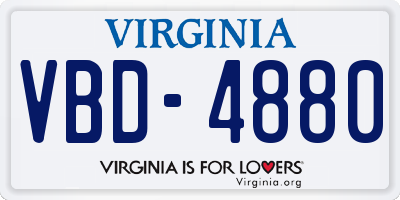 VA license plate VBD4880
