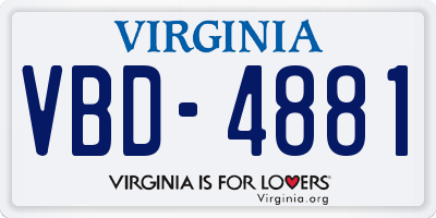 VA license plate VBD4881