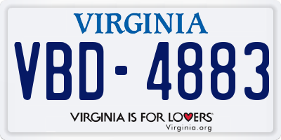 VA license plate VBD4883
