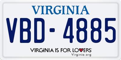 VA license plate VBD4885