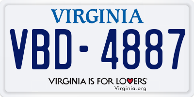 VA license plate VBD4887