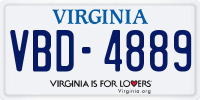 VA license plate VBD4889