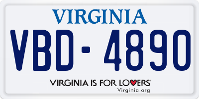 VA license plate VBD4890