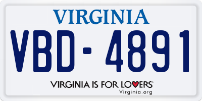 VA license plate VBD4891