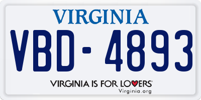 VA license plate VBD4893