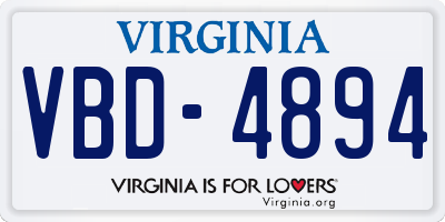 VA license plate VBD4894