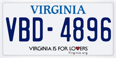 VA license plate VBD4896