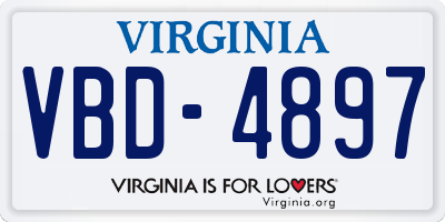 VA license plate VBD4897