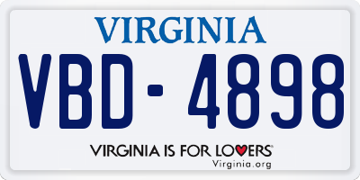 VA license plate VBD4898