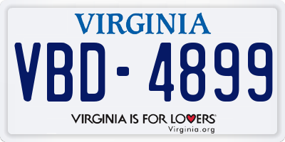 VA license plate VBD4899