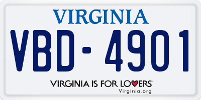 VA license plate VBD4901