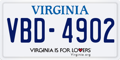 VA license plate VBD4902