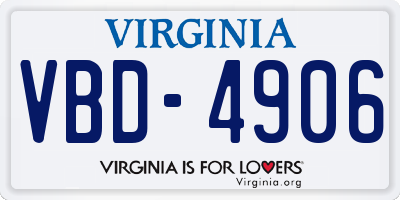 VA license plate VBD4906