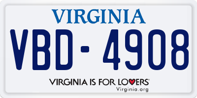 VA license plate VBD4908
