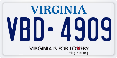VA license plate VBD4909