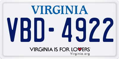 VA license plate VBD4922