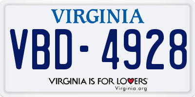 VA license plate VBD4928