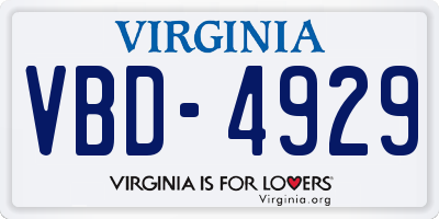 VA license plate VBD4929