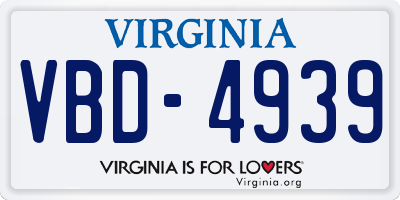 VA license plate VBD4939