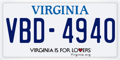 VA license plate VBD4940