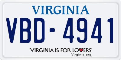 VA license plate VBD4941