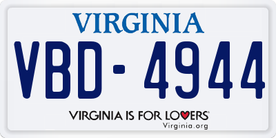 VA license plate VBD4944