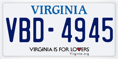 VA license plate VBD4945