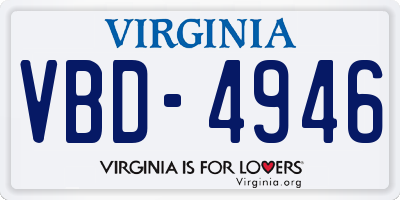VA license plate VBD4946