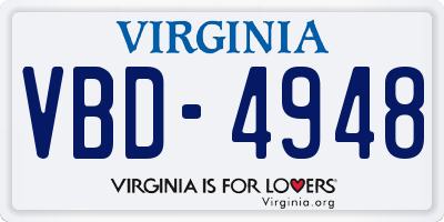 VA license plate VBD4948